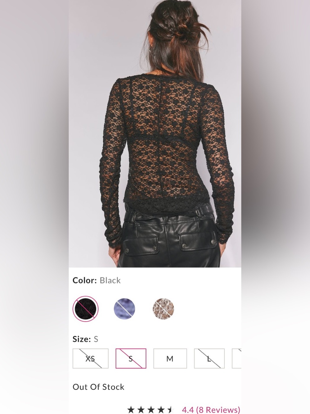 Free People ~ Lara Lace Top ~ S ~ Black ~ NWT** - Picture 5 of 12